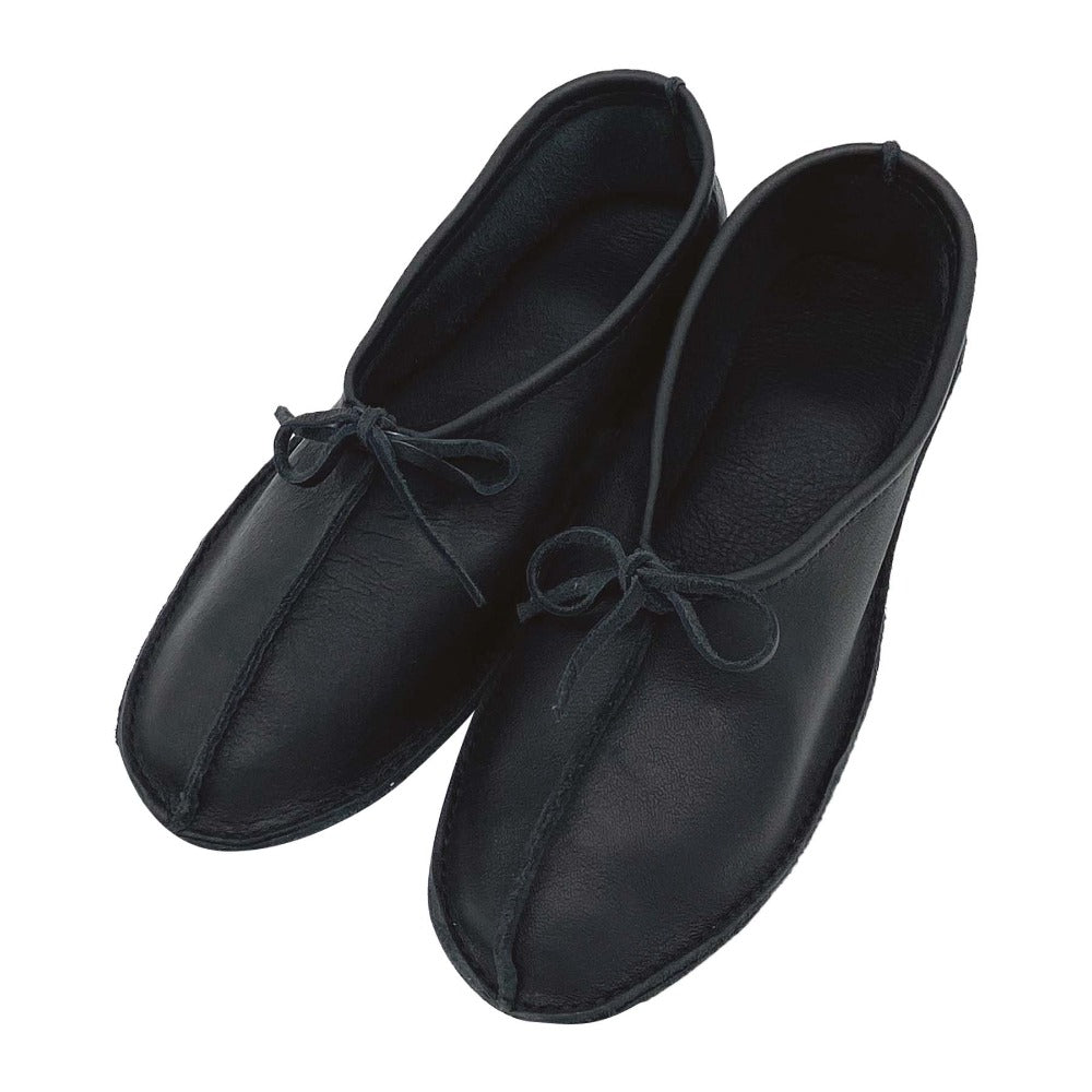 Black leather outlet moccasin slippers