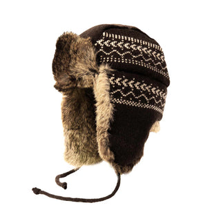 Wool & Rabbit Fur Trim Aviator Hat