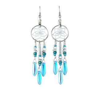 Dreamcatcher Turquoise Glass Bead Earrings