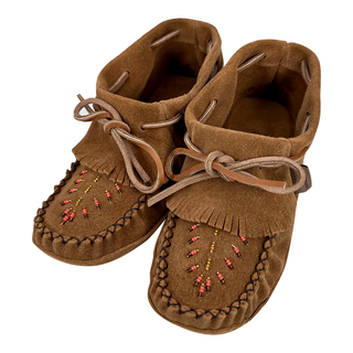 Women's Beaded Suede Leather Fringed Moccasins