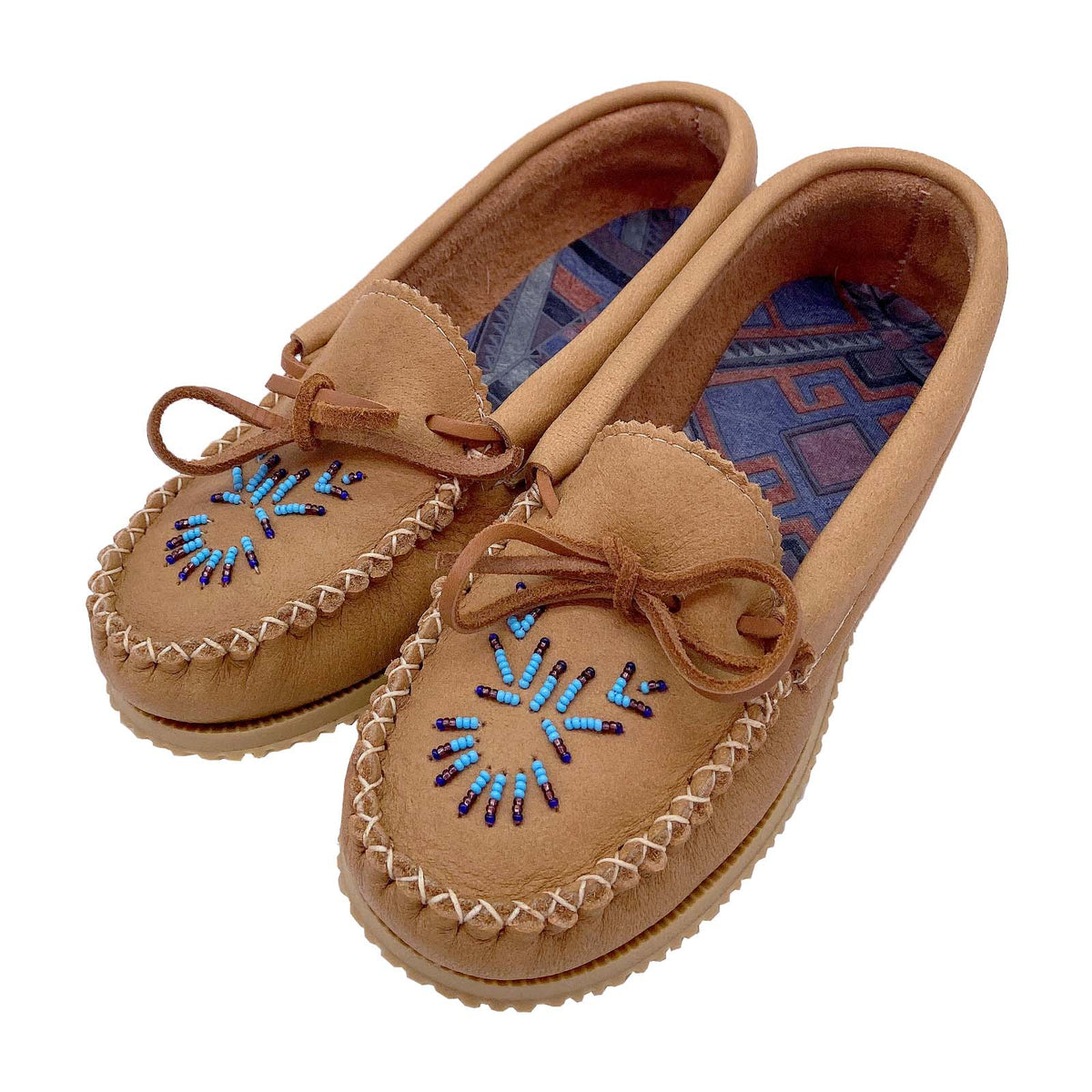 Women's Traditional Style Beaded Moccasin Shoes with Hard Outdoor Sole ...