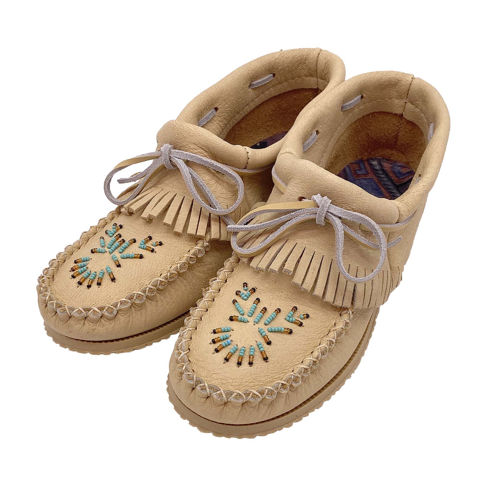 Womens Traditional Native American Style Fringed Ankle Moccasins Shoes ...